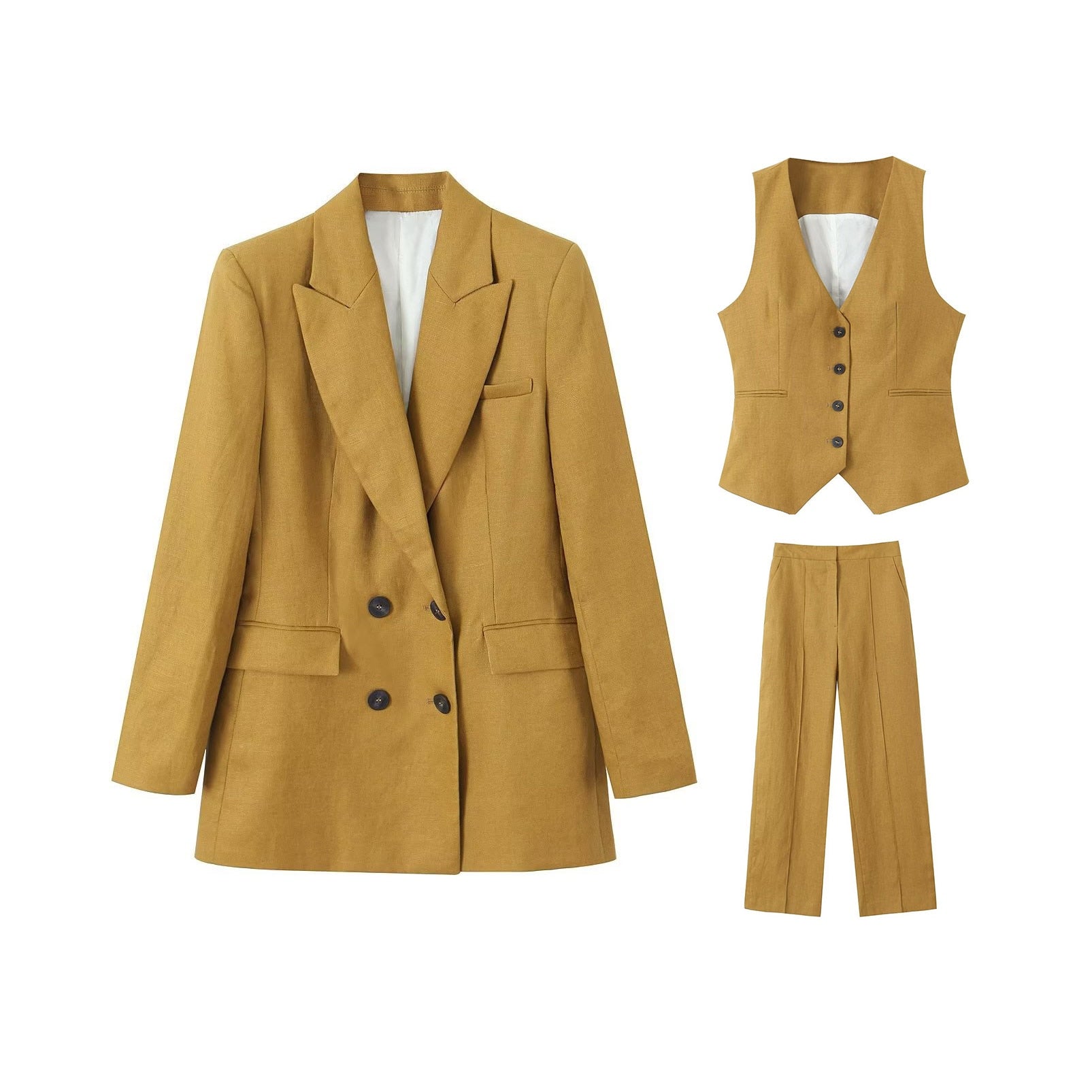Fashion Women's Suit Set Autumn Outfits for Women Women's Suits Set 2 Elegant Pieces Woman Pants Chic Trouser Blazer camel 1 2 3