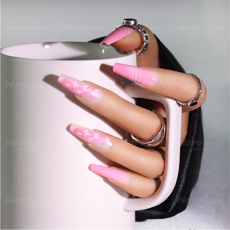 Navolution 24Pcs/Set DIY Manicure Wearable Fake Nails press on Detachable Finished Fingernails Ballet Square Head Almond Short