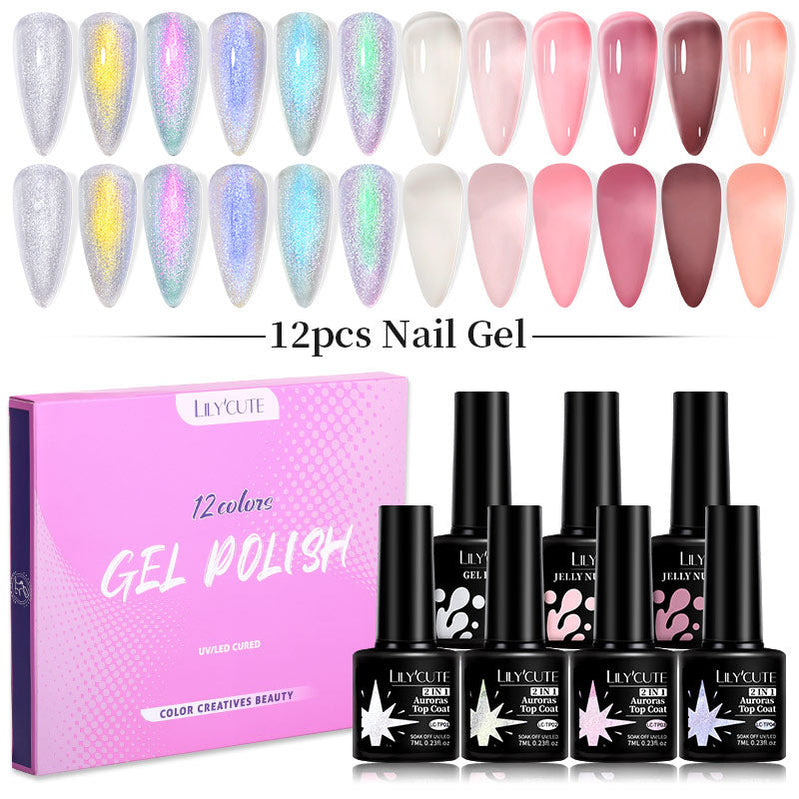 LILYCUTE 12PCs 7ml Spring Macaron Nail Gel Polish Set Semi Permanent UV Gel For Manicure Soak Off Gel Nail Polish Kit Varnishes 56604-2