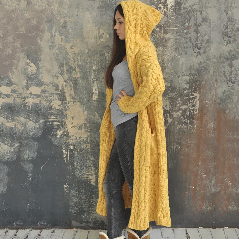 Spring Autumn New Women Fashion Hooded Cardigan Coat Casual Knitted Sweater Jacket for Women Plus Size S-5XL
