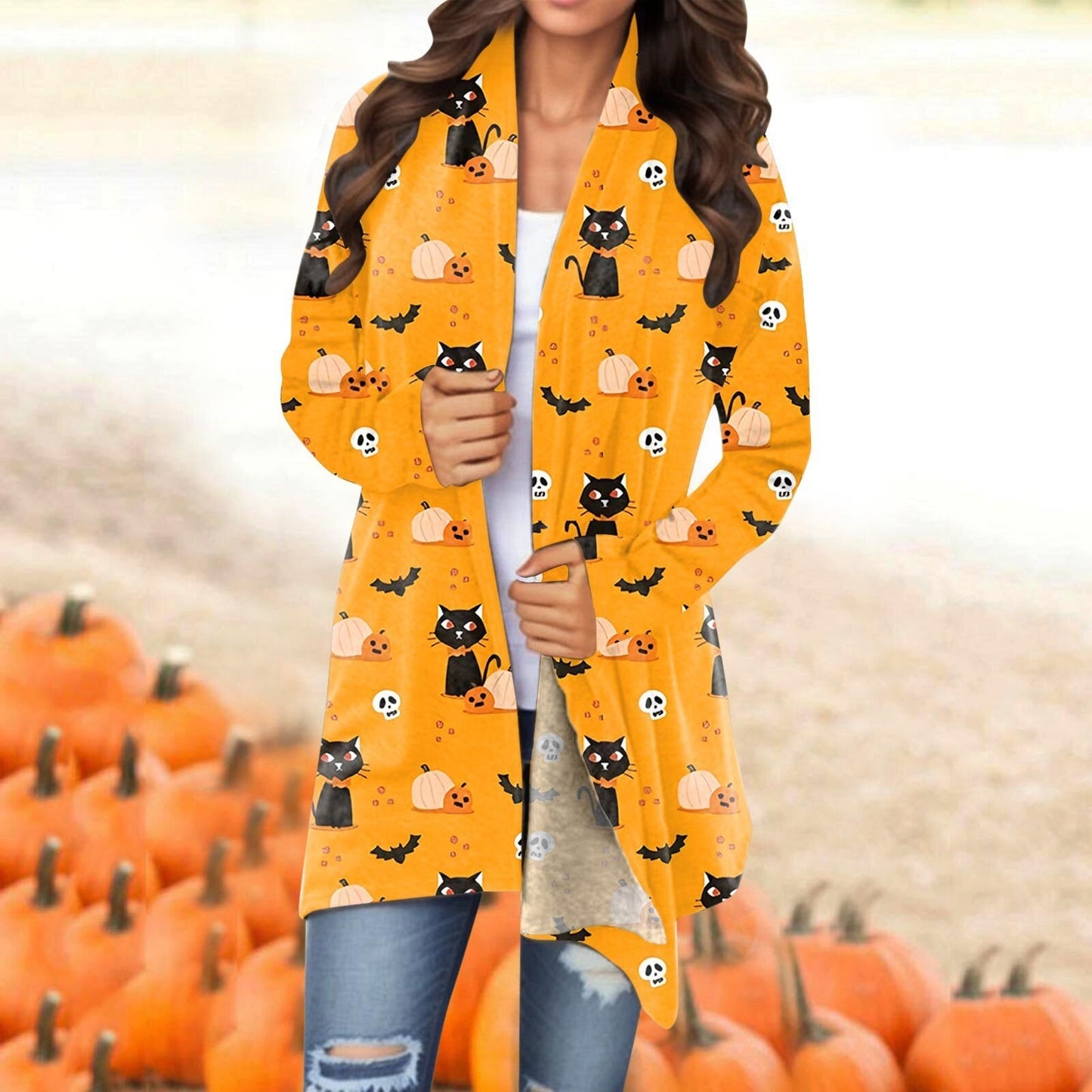 Casual Versatile Halloween Printed Thin Coat Cardigan New Basic Jackets For Women Fashion Woman Clothes Streetwear Ropa De Mujer