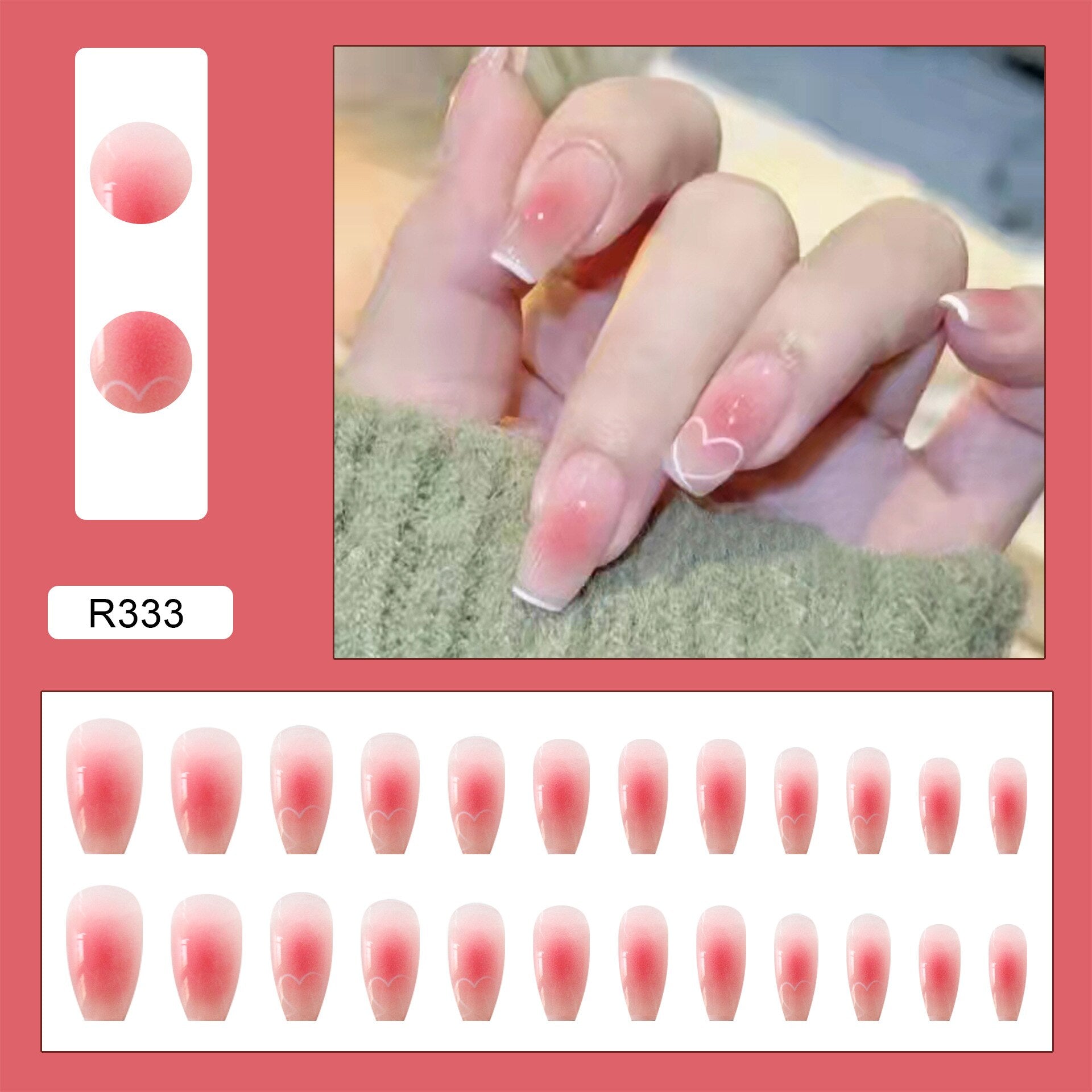 24Ps Childlike Fake Nails With Glue Cute Kawaii Personality Stick On Nails False Girls Short Press On Nail Art DIY Manicure Tool Nails With Glue R333