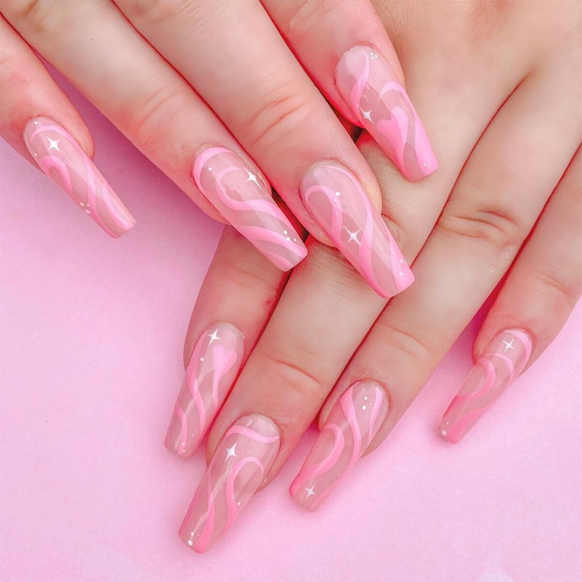 24Pcs/Box White French Fake Nails Press on Long XL Length Rhinestone Design False Nails Full Cover Acrylic Nail Tips