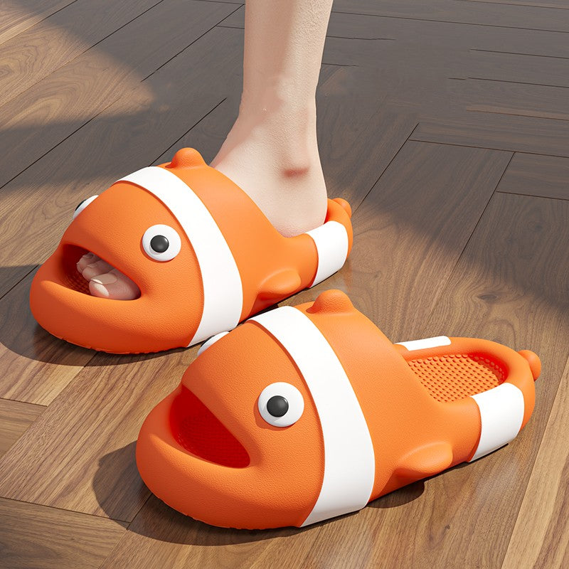 Shark Shape Summer Women Thick Flat Platform Slippers Non-Slip Home Cute Cartoon Indoor Outdoors Couples Ladies Shoes