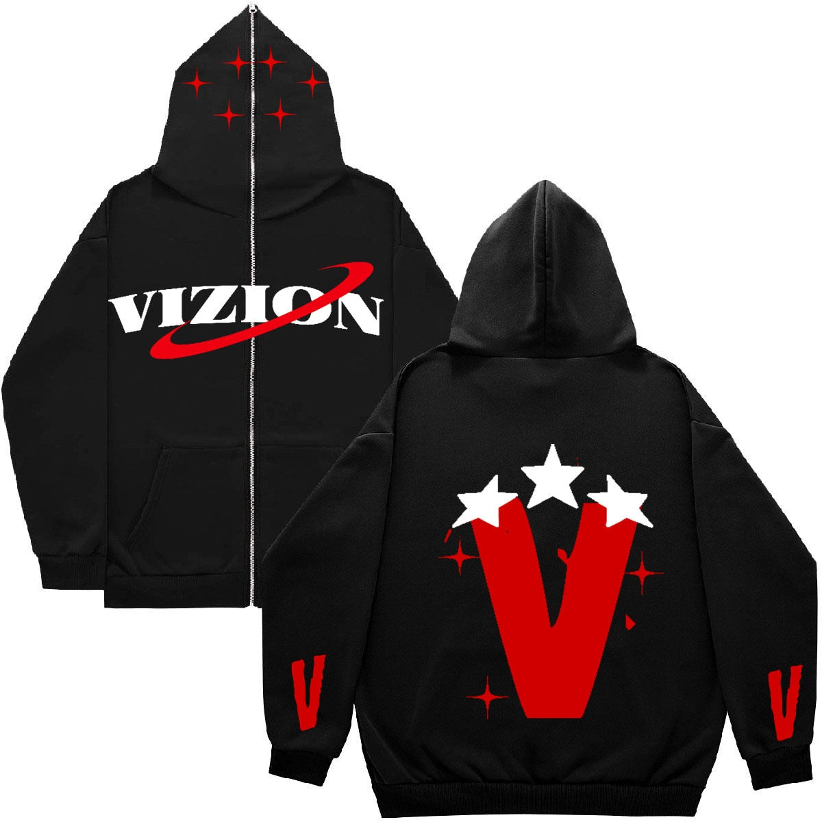 Halloween V-Star Vizion Cobweb Dark Hip Hop Gothic Harajuku Y2k Zip Up 90S Girls Boy Full Hoodie Vintage Chic Jacket Women Coat