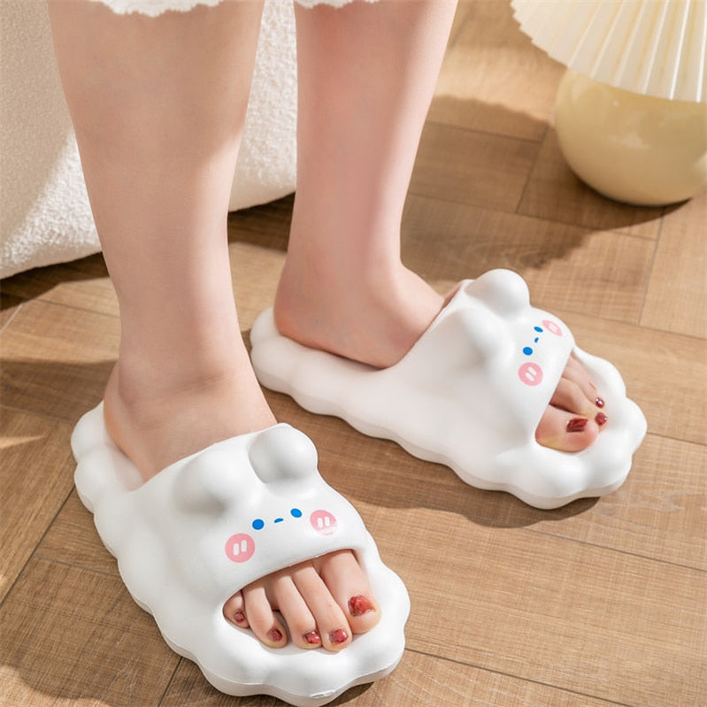 Women Cloud Slippers for Girls Summer Spring Indoor Flip Flops Bathroom Slides Ladies Shoes white