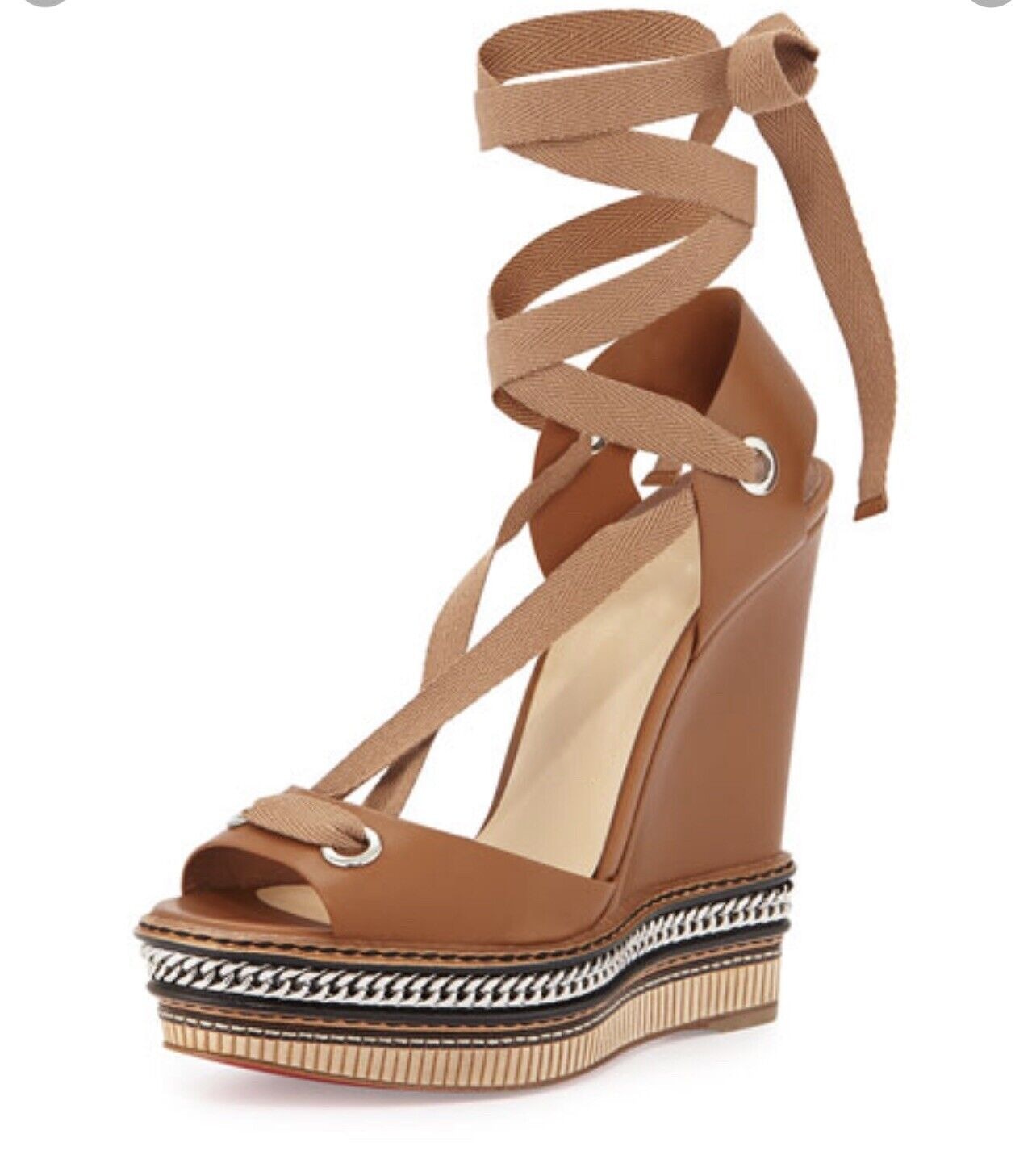 Wedge Metal Chain Strap Sexy Sandals Woman Peep Brown Leather Zipper Platform Heels Cover Open Suede Velvet Noble Shoes Summer 12.5cm