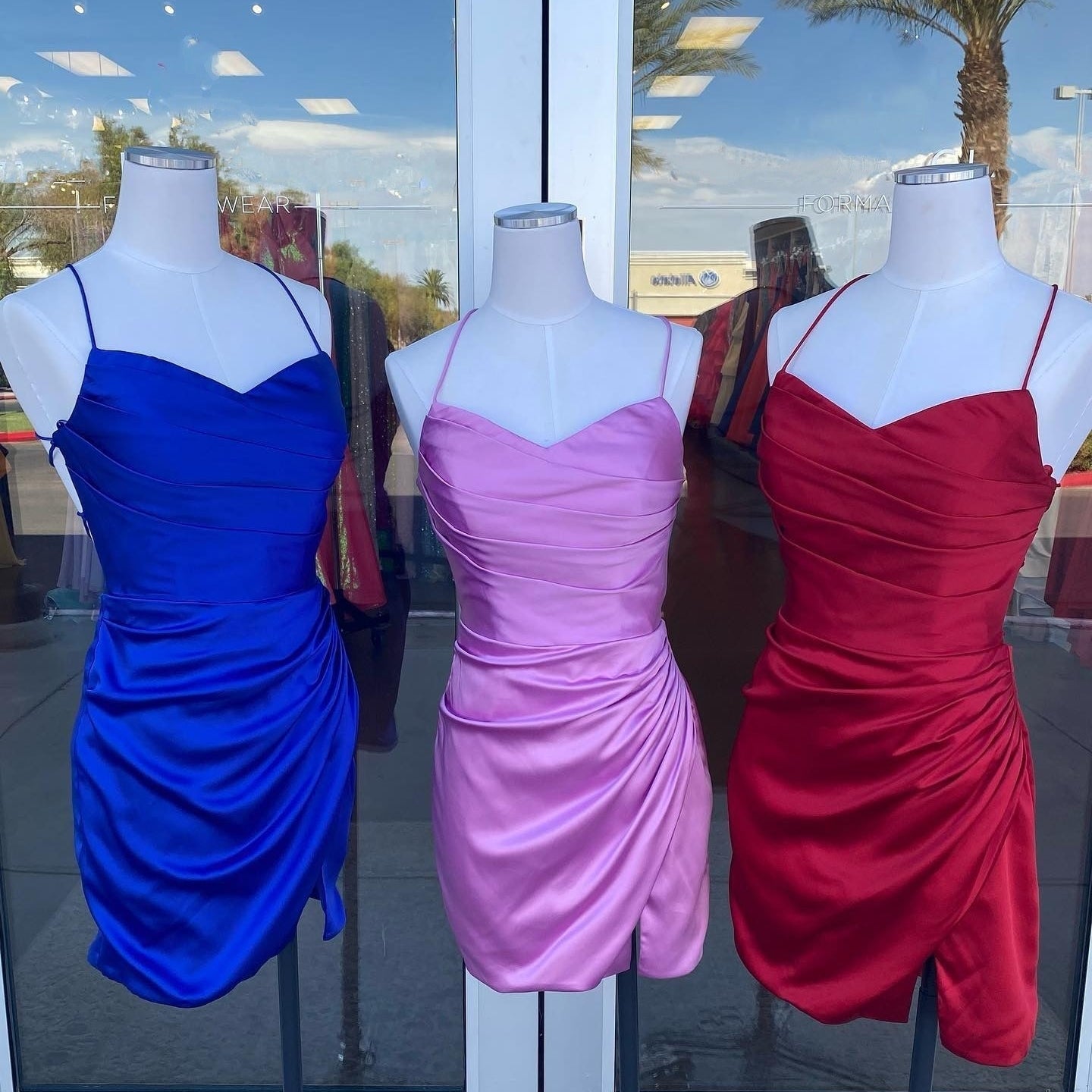 Mini Cocktail NYE Dress Red Royal-Blue Pink Lady Formal Event Party Gown Draped Slit Sexy Club Night Graduation Hoco Gala Custom Size