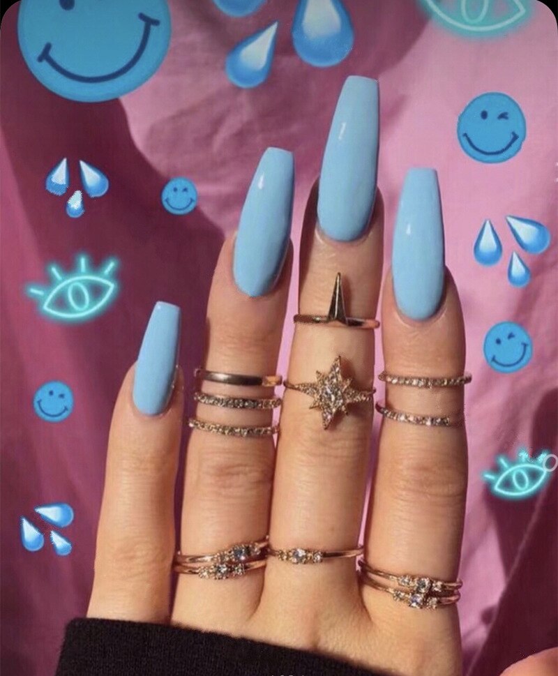 24pcs/box Printing Nails Patch MidLength Fake Nails With Design Full Cover Acrylic Press On Nails Long Artifical Nails With Glue 467