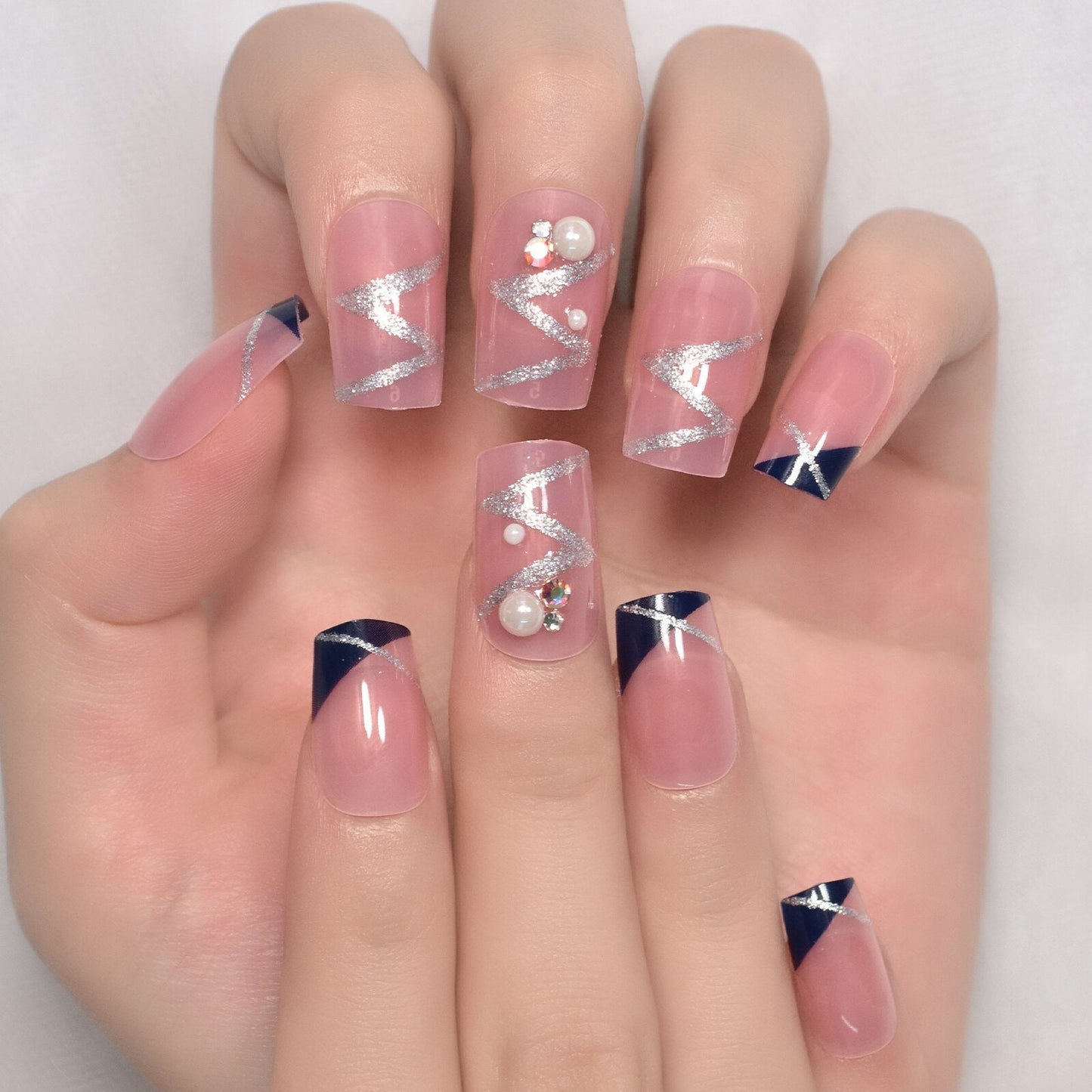 Glossy Gradient Rainbow Ombre French Press on Nails Almond Fake Nails Stiletto Oval Pointed Manicure False Nails Finger Tips