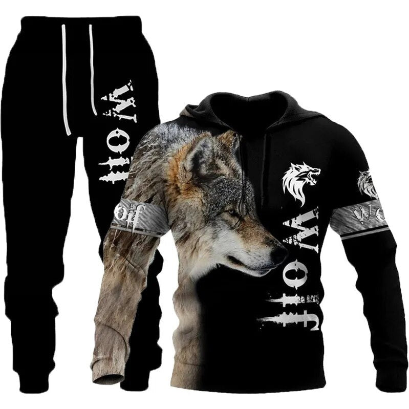 Autumn Men Clothing 3D Tiger All Over Printed Men Hoodies Sweatshirt Pants Tracksuit For Men Winter Sportswear Clothes Hoodies WT-0817-8