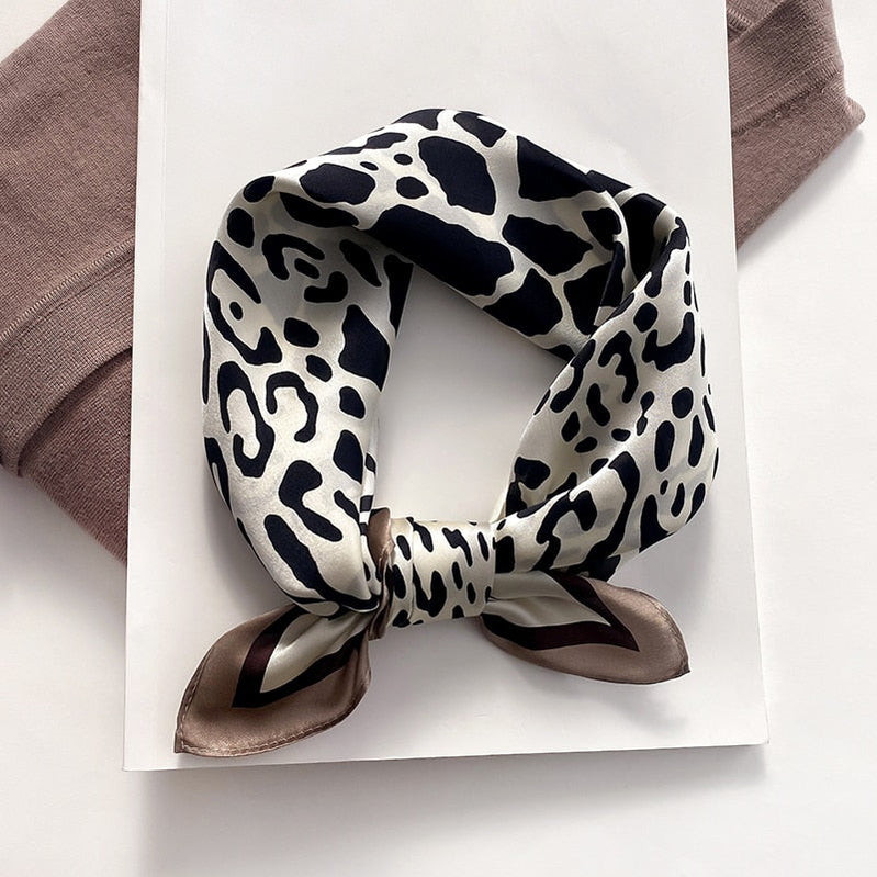 Fashion Designer Print 100% Natural Silk Square Scarves Women Hairband Neck Foulard Female Small Kerchief Bandana New FZ83-1 53cm real silk