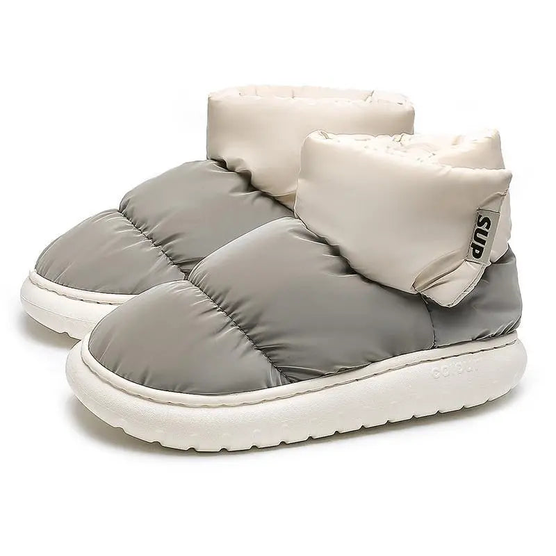 Ankle Boot Woman Winter Platform Warm Fur Shoes for Female Rainproof Cloth Comfortable Soft Plush Chunky Women's Snow Boot Gray