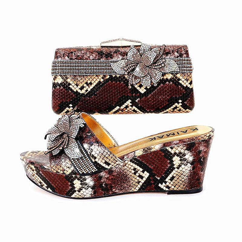 Italian Design Shoe Bag Set Women Summer Thick Bottom -Suitable for Wedding Party Size 37 to Size 44 2