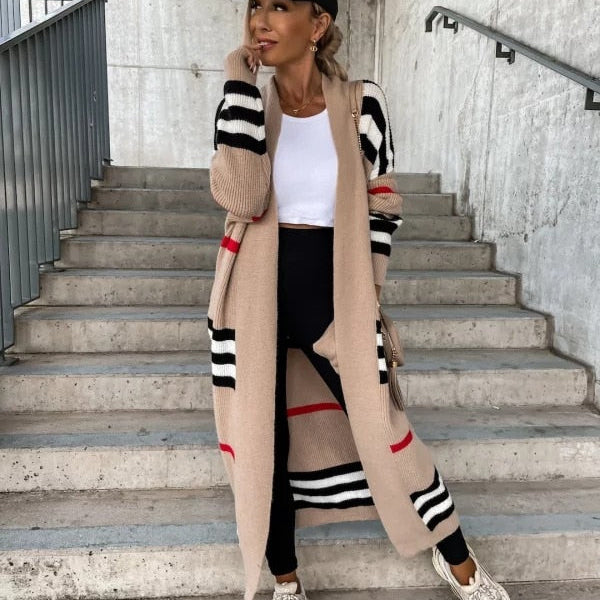Autumn Knitting Oversize Women's Long Coat Black Long Sleeve Cardigan Loose Coats Female New Casual Trendy Ladies Clothes