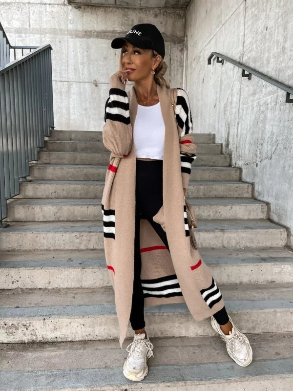 Autumn Knitting Oversize Women's Long Coat Black Long Sleeve Cardigan Loose Coats Female New Casual Trendy Ladies Clothes
