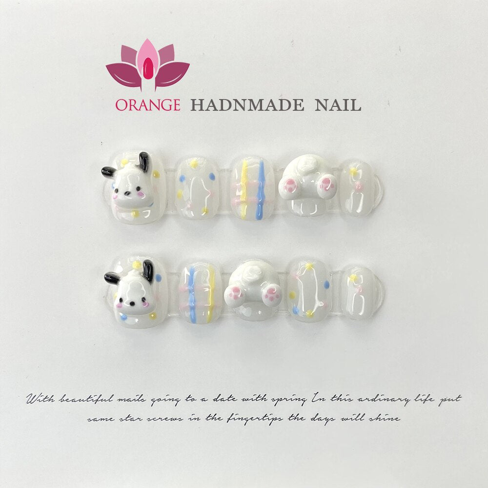 Handmade Short Press On Nails Full cover Cute Cartoon Manicuree Decoration Wearable Full With Design Acrylic Nail For Teens Spain