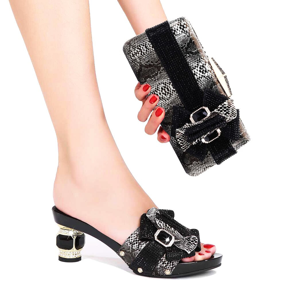 Italian Design Shoes Matching Bag Set Flip Flops Women Slides African Ladies Pumps For Dress