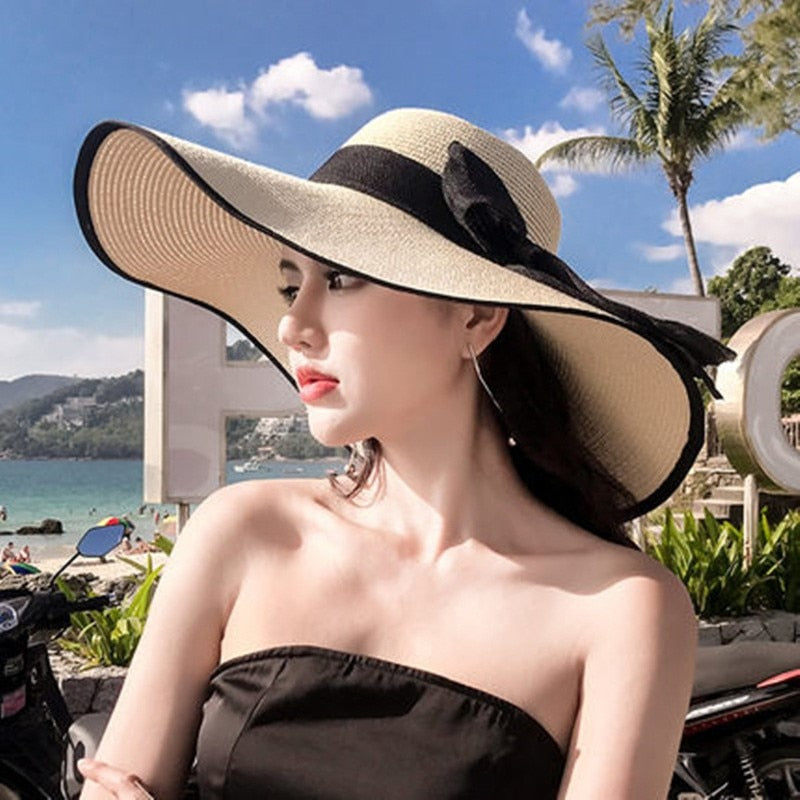 Seaside Photo Beach Straw Hat Children Summer Large Brim Sunscreen Shading Simple Fashion Large Brimmed Hat Sun Hat Beach Hat