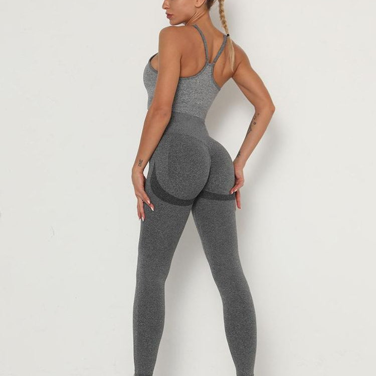 Women's Sets Skinny Tracksuit Breathable Bra Long Sleeve Top Seamless Outfits High Waist Push Up Leggings Gym Clothes Sport Suit Bra Set Dark Grey