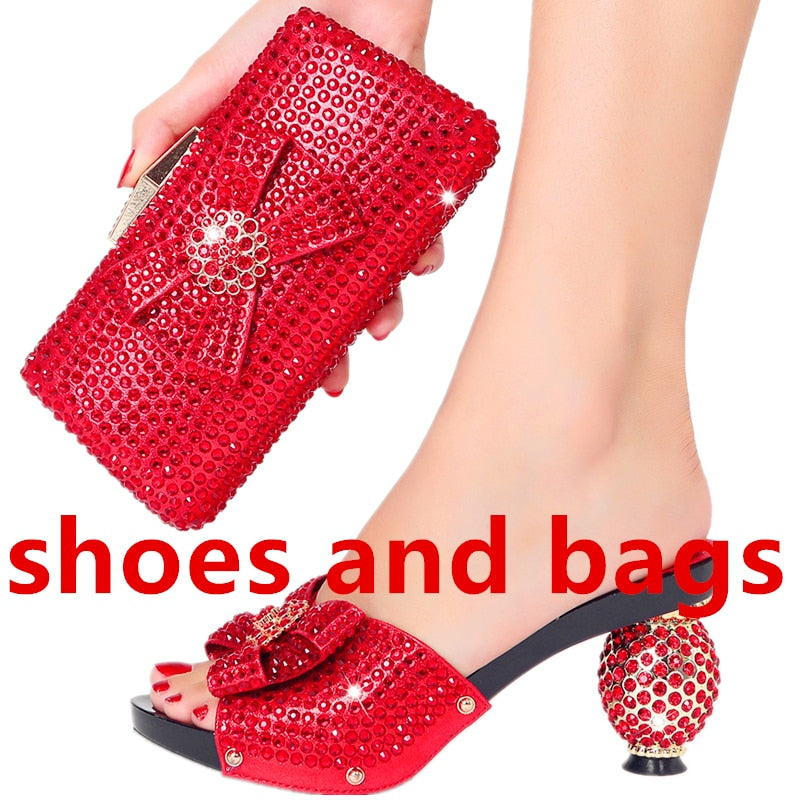 Diamond Ladies Slippers New Popular High Heels Spring Summer Plus Size Suitable for Wedding Party Birthday Ball Wear shoes and bags 4