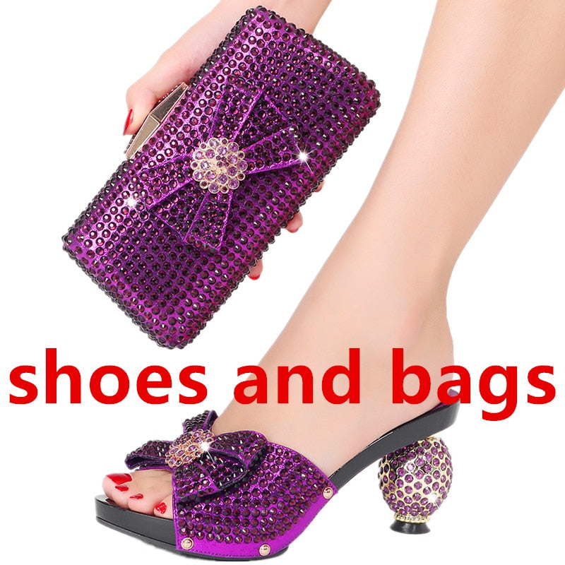 Diamond Ladies Slippers New Popular High Heels Spring Summer Plus Size Suitable for Wedding Party Birthday Ball Wear shoes and bags 2