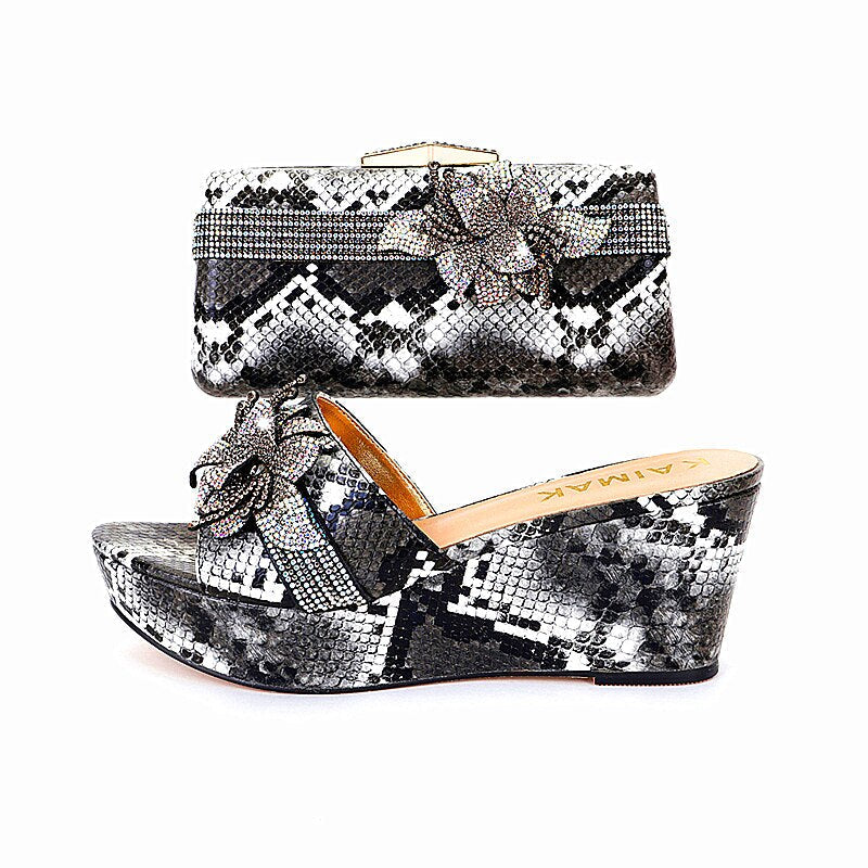 Italian Design Shoe Bag Set Women Summer Thick Bottom -Suitable for Wedding Party Size 37 to Size 44 6