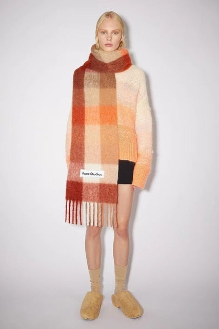 New Scarf Autumn and Winter Multicolor Thickened Plaid Scarf The Same Length Warm Shawl For Men and Women Scarves