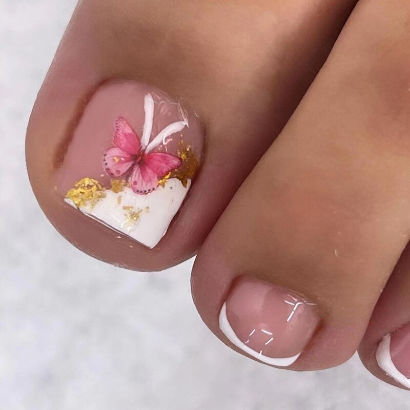 Press On Toenails Summer False Toenails For girls Cute Nail for Foot Artificial Nail tips Full Cover Nails feet False Nails T 38 1
