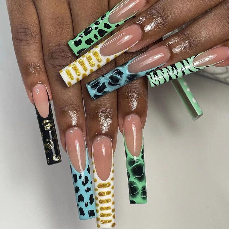 Fake Nails Heart Pattern Full Cover Fake Nails DIY Glue Press On Nails Nail Supplies For Professionals JP1715