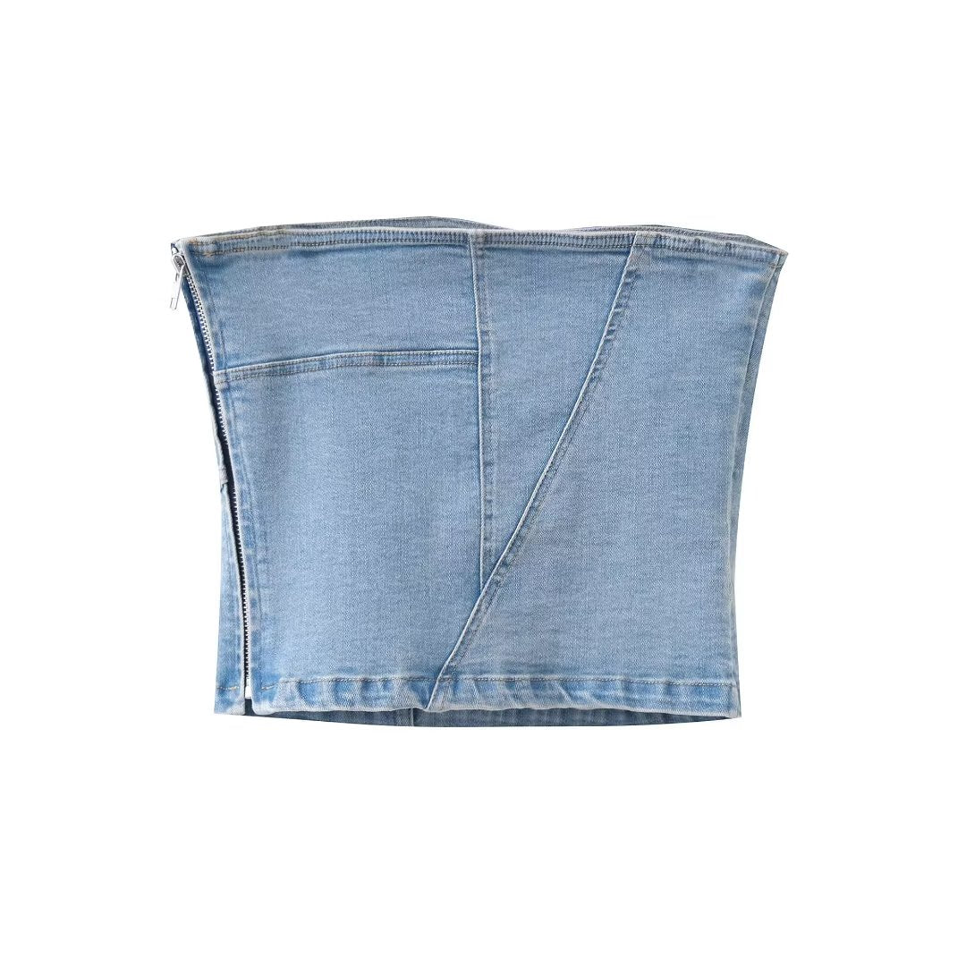 Traf Women's Corset Crop Top Y2k Streetwear Summer Women's Clothing - Vitage Denim Croo Top Women Vest 2023 Style 8