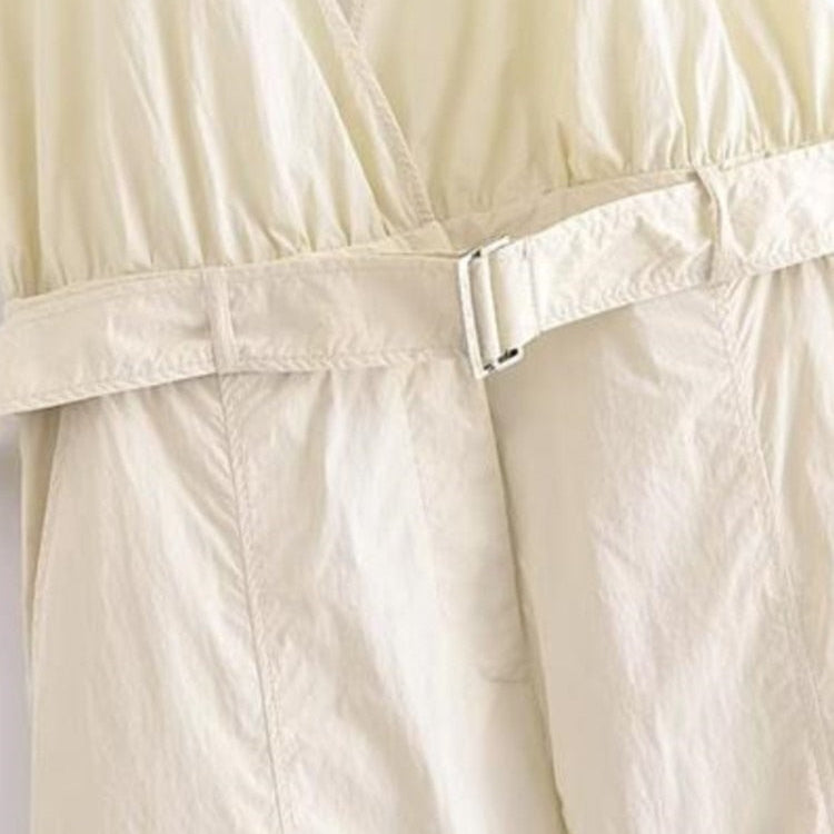 Summer Women Fashion Safari Style Halter Jumpsuit Sexy V-Neck Backless Stretch High Waist Jumpsuits Female Solid Pocket Bodysuit