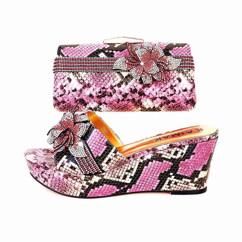 Italian Design Shoe Bag Set Women Summer Thick Bottom -Suitable for Wedding Party Size 37 to Size 44 4