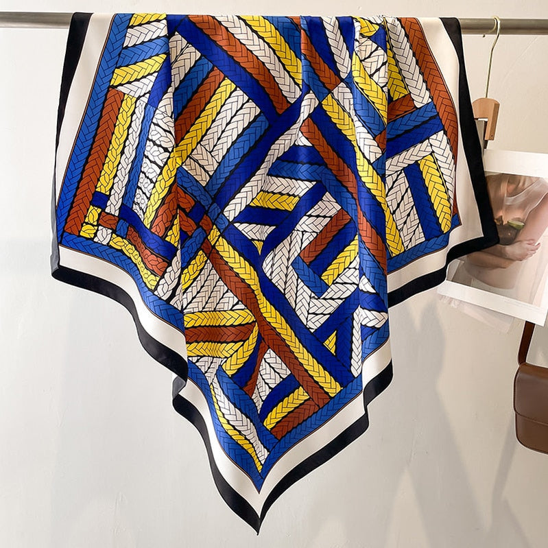 Fashion Print Printing Twill Silk Square Scarf for Women Hijab Muslim Headband Bandana Summer Shawl Beach Stoles Echarpe FN141-2