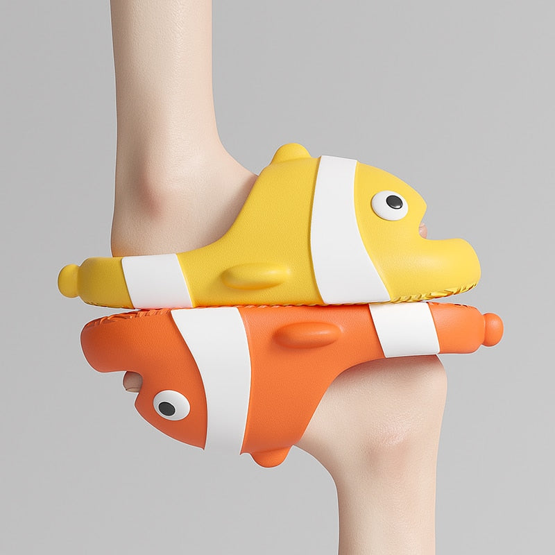 Shark Shape Summer Women Thick Flat Platform Slippers Non-Slip Home Cute Cartoon Indoor Outdoors Couples Ladies Shoes