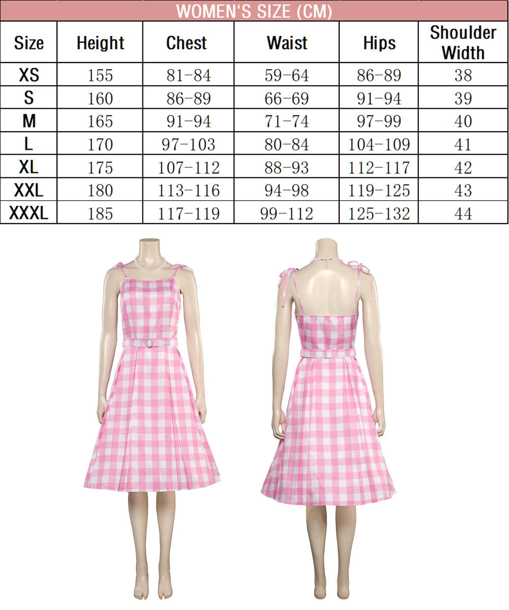 Margot Cosplay Pink Plaid Dress Up Hat Women Costume Movie Roleplay Fantasia Halloween Party Clothes For Disguise