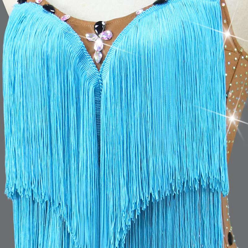 Latin Dance Suit Woman Top Fringed Dress Stand Ballroom Practice Wear Extreme Mini Sexy Line Clothes Prom Costume Ladies Cabaret