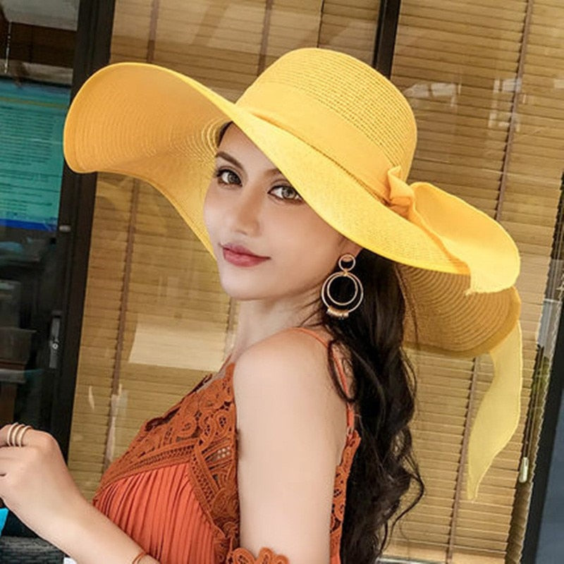 Seaside Photo Beach Straw Hat Children Summer Large Brim Sunscreen Shading Simple Fashion Large Brimmed Hat Sun Hat Beach Hat
