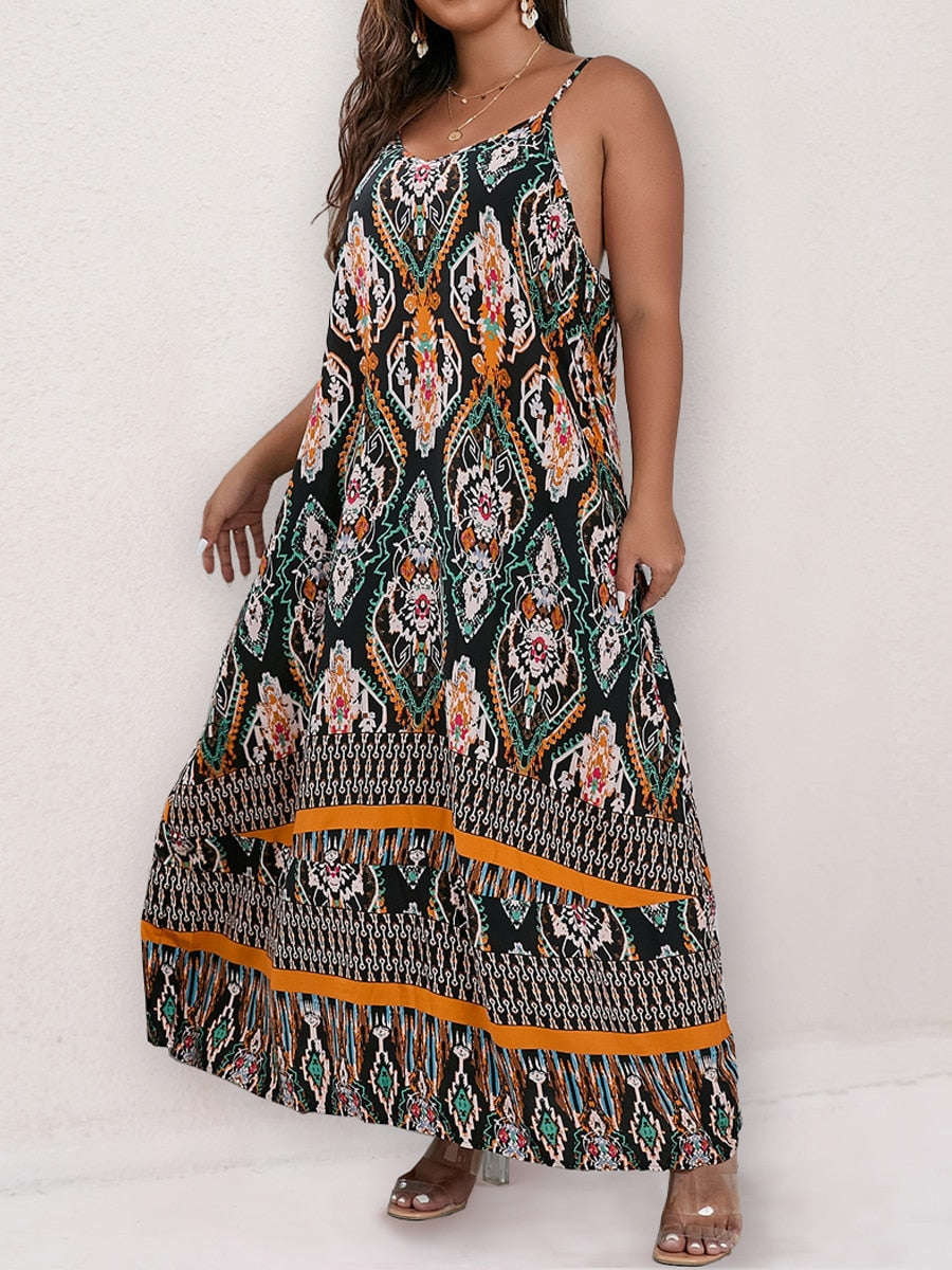 Finjani Women's Dress Plus Size Cami Dresses Summer Backless Maxi Dress Floral Print Formal Party Dresses 2023