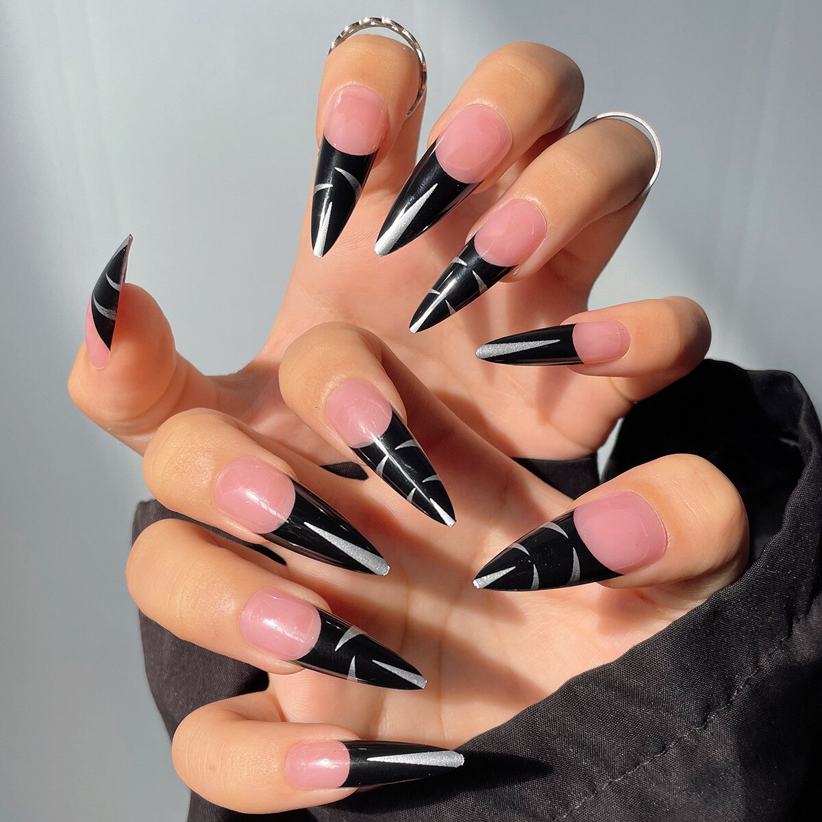 Acrylic Fake Nails Wearable Long Sharp Nail Broken Diamond Butterfly Dot Diamond Full Cover Nail Tips Set Press On Nails New