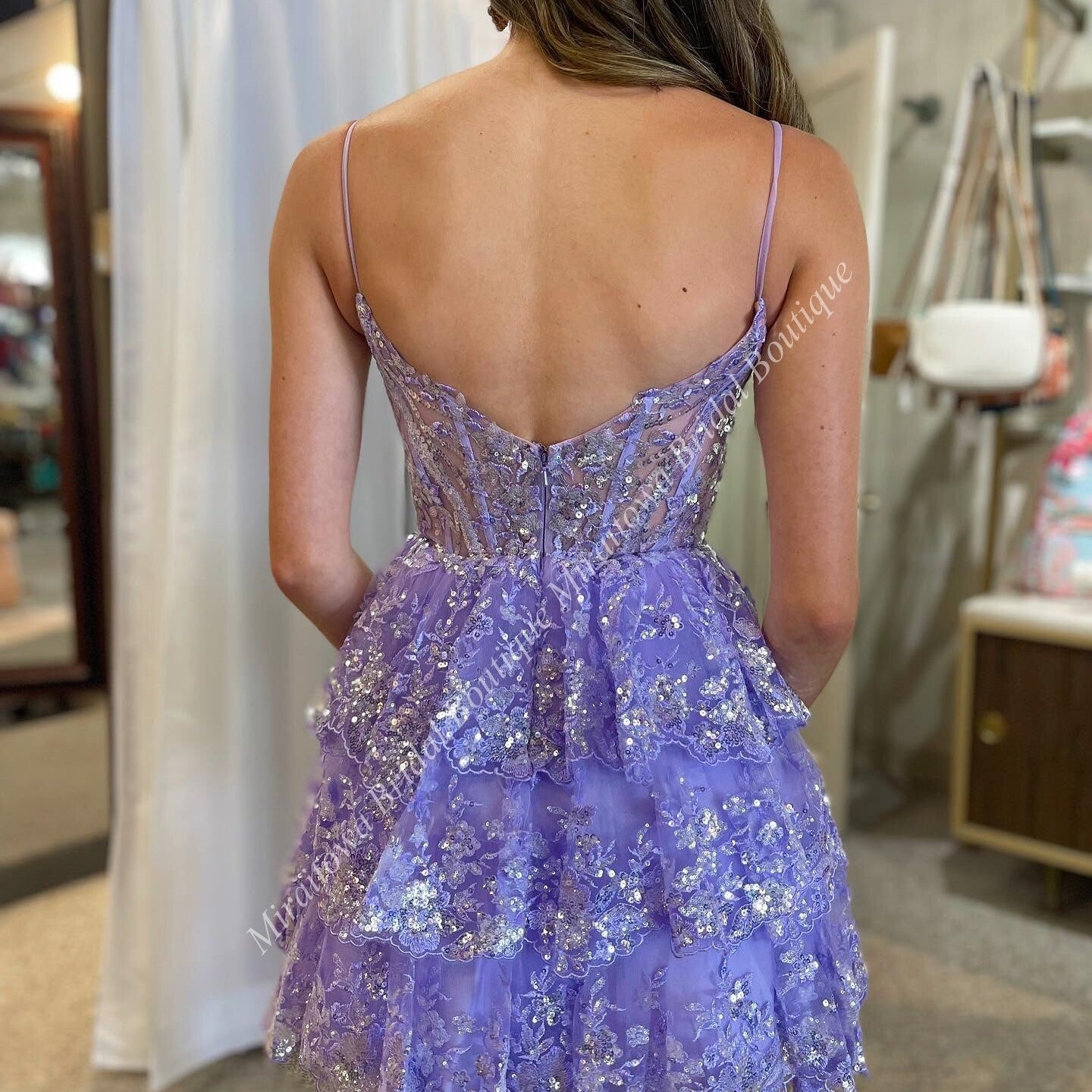 Sparkling Homecoming Dress 2k24 Short Ruffle Corset Spaghetti Pageant Formal Evening Cocktail Event Party Runway Black-Tie Gown