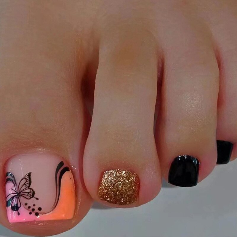 Press On Toenails Summer False Toenails For girls Cute Nail for Foot Artificial Nail tips Full Cover Nails feet False Nails T 37 1