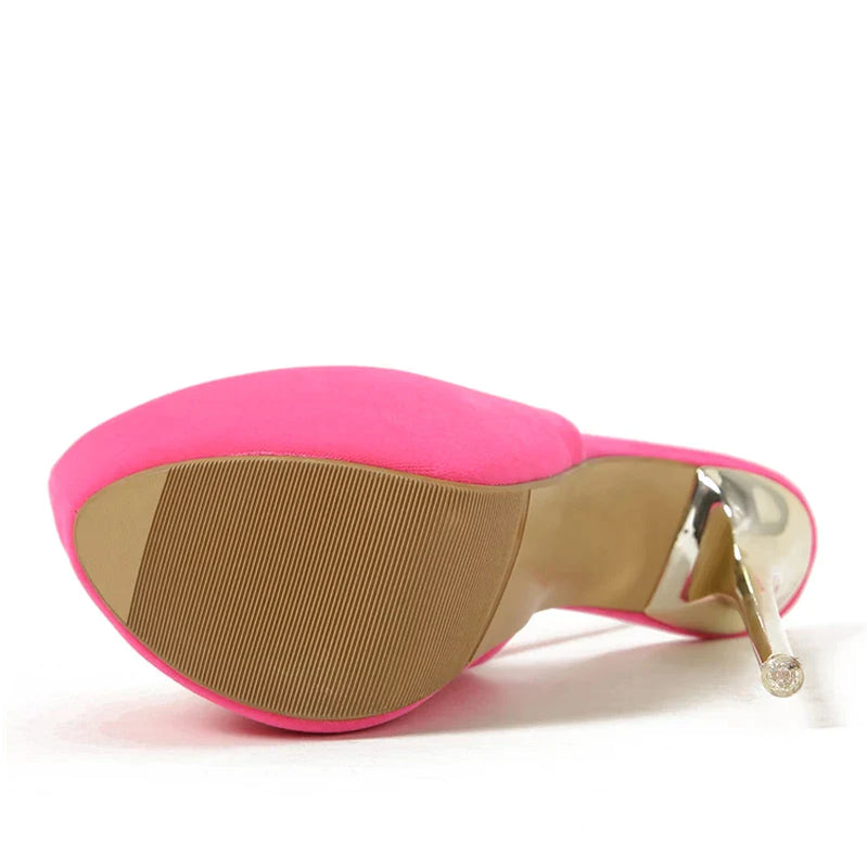 Liyke Elegant Women Wedding Banquet Prom Shoe Fashion Metal Butterfly Chain Back Strap Extreme High Heels Platform Pumps Size 42