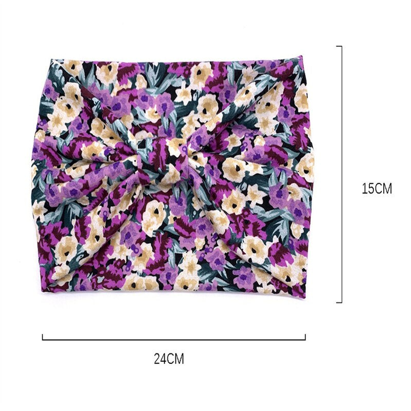 Fashion Print Knoted Elastic Yoga Sport Casual Headbands Hair Accessories for Women Boho Stretch Turban Head Wrap Wide Hairband