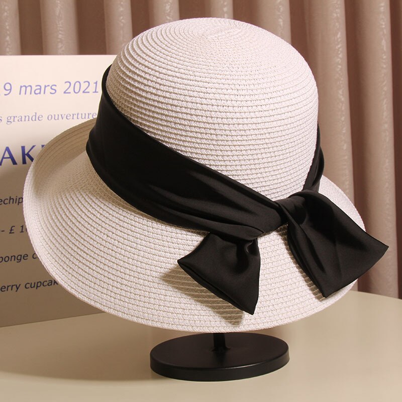 Women's hats for the sun Beach outing Luxury straw hat sunhat Golf cap summer new panama Visor Fashion elegant women caps 1 56-58cm