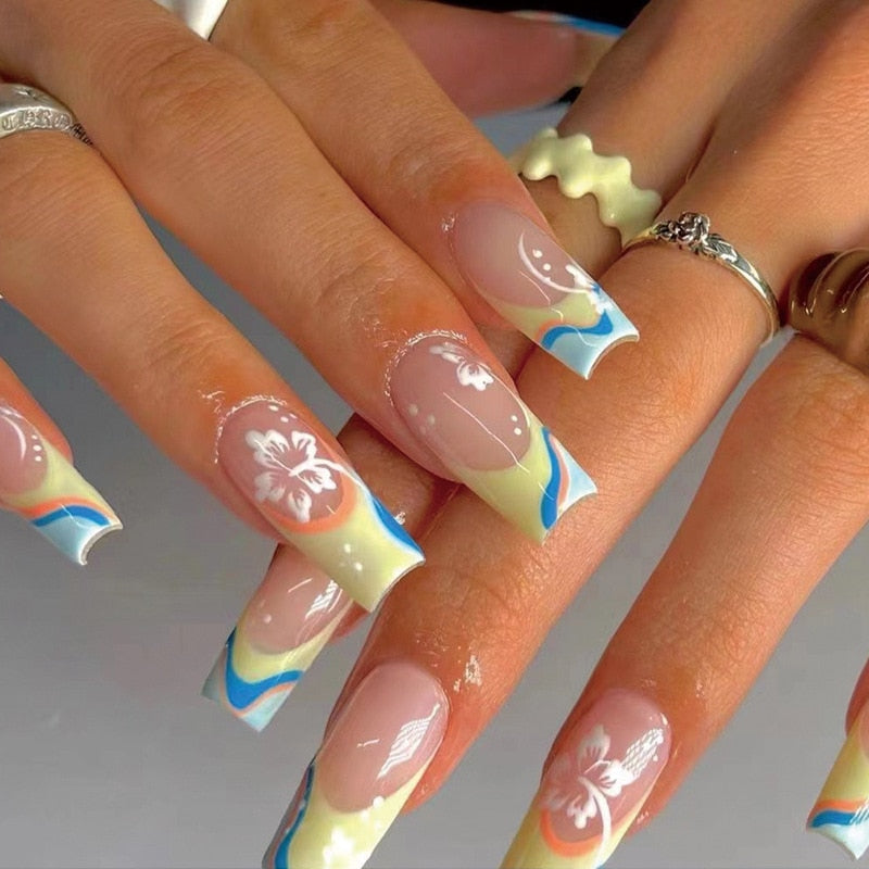 Fake Nails Heart Pattern Full Cover Fake Nails DIY Glue Press On Nails Nail Supplies For Professionals