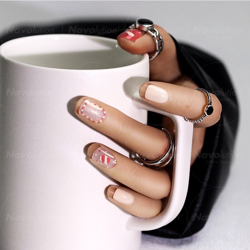 Navolution 24Pcs/Set DIY Manicure Wearable Fake Nails press on Detachable Finished Fingernails Ballet Square Head Almond Short