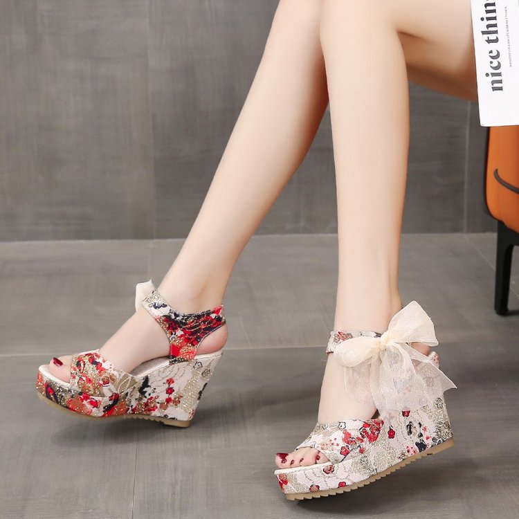 Hot Lace Leisure Women Wedges Heeled Women Shoes Summer Sandals Party Platform High Heels Shoes Woman