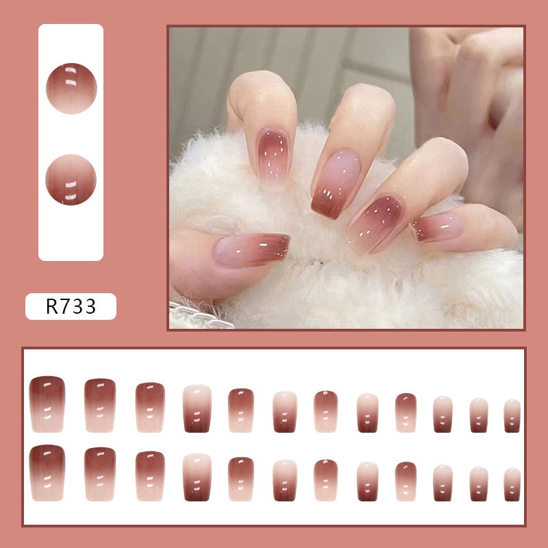 Y2k Fake Black Nail Long Ballet Reusable Adhesive Acrylic Press on set Nails Dark Acrylic Artificial False Nails Arts Tips 24pcs