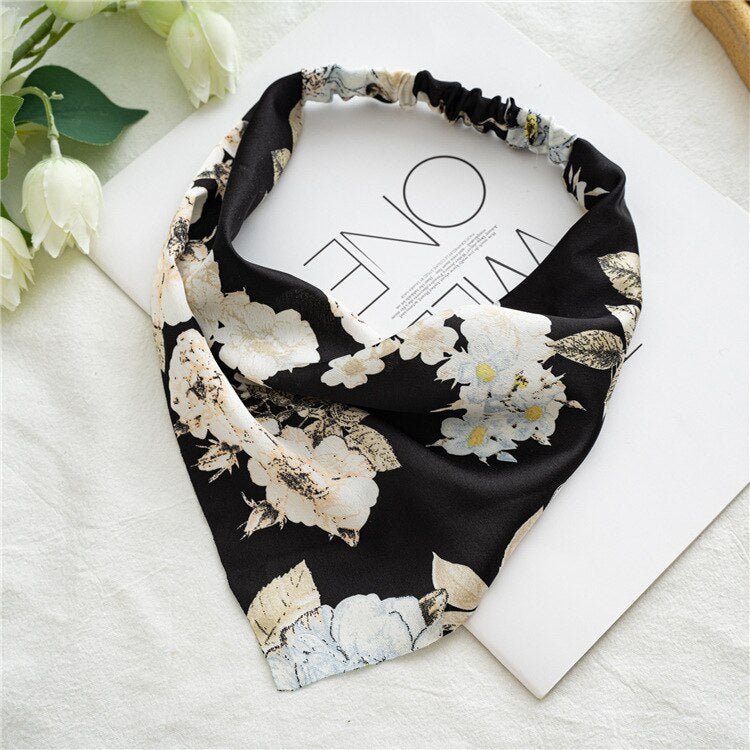 Chiffon Printing Flower Bandana Hair Scarf Headband for Women Vintage Long Ribbon Scrunchie Beach Bandanas Hair Accessories 19